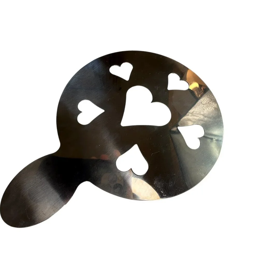 Crate and Barrel Cupcake / Cake Stencil, Stainless Steel. Hearts Valentine's Day